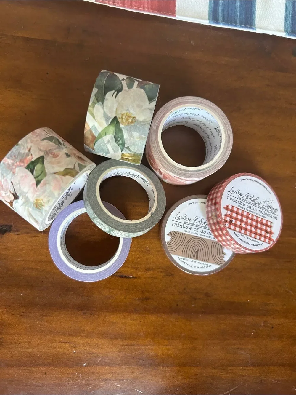 Lauren Phelps Assorted Floral & Patterned Washi Tape Set bundle 7 items